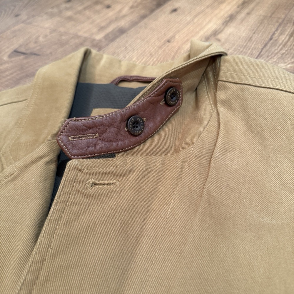 Orvis Blazer Mens L Khaki Zambezi Twill Leather Elbow‎ Patches 2 Button Field - Picture 5 of 7